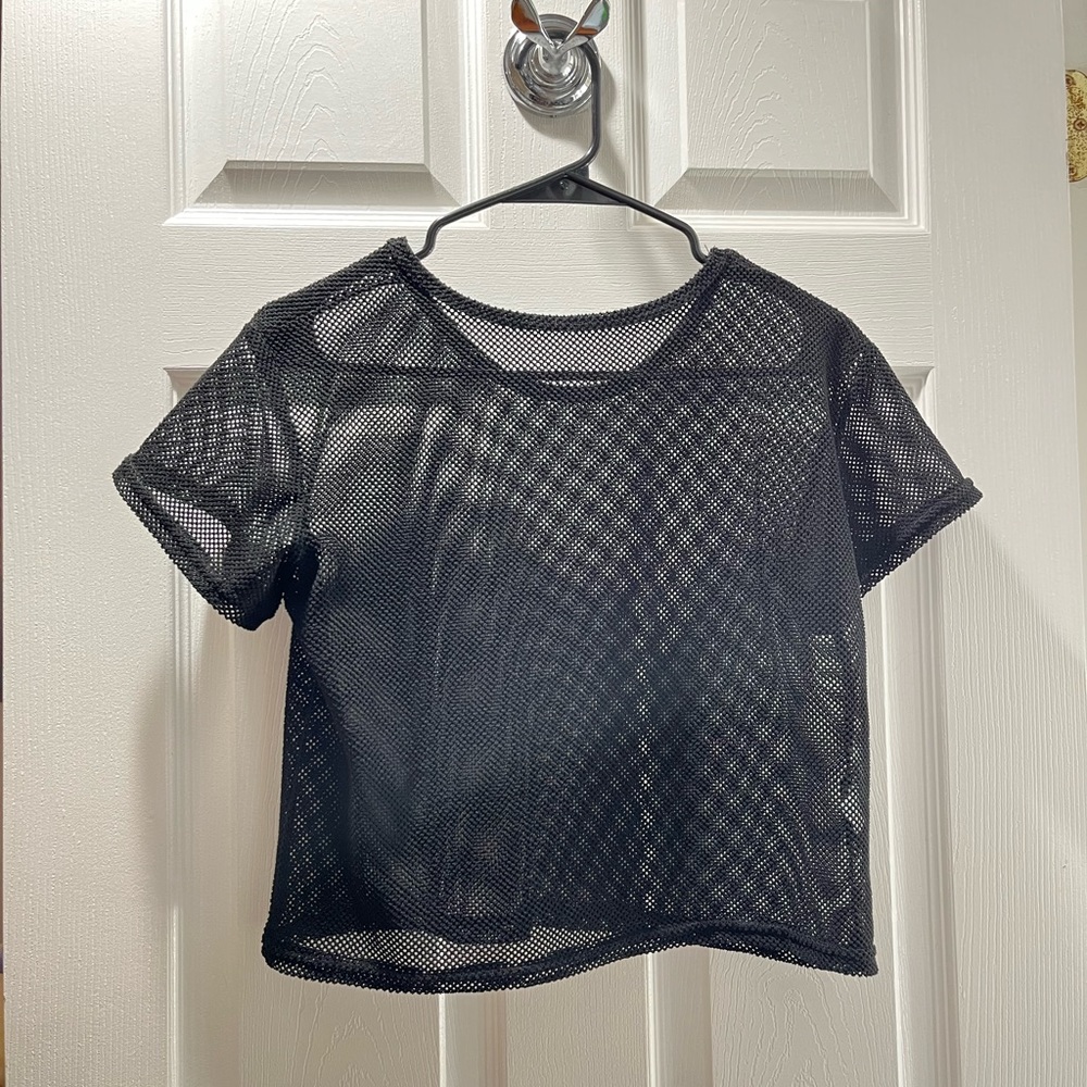 Black Mesh see-through crop top